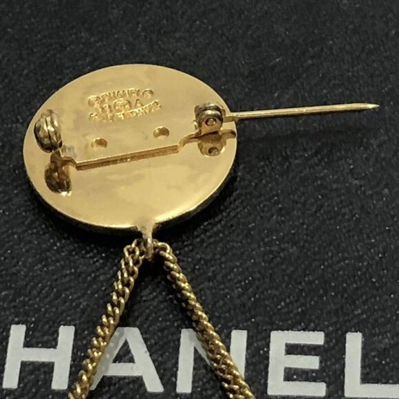 CHANEL CC Logo Quilted Bag Motif Brooch Gold Tone 93A Pin Auth w/Box D-j1151 - Picture 7 of 16